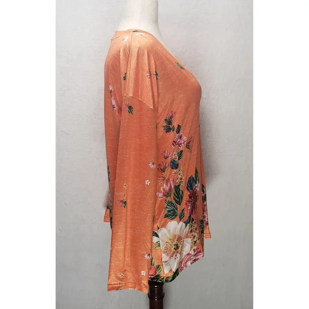 NWT Coeur De Vague Floral Tunic Top XL Coastal Grandma Boho